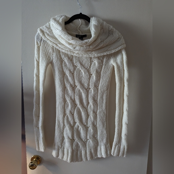 Cream Cowl Neck Sweater Dress - Picture 1 of 3